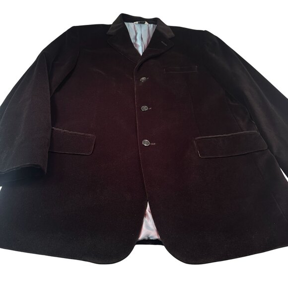 Wilke Rodriguez Single Breasted Mens Blazer 3 Button Velvet Sports Coat Jacket - Picture 2 of 16